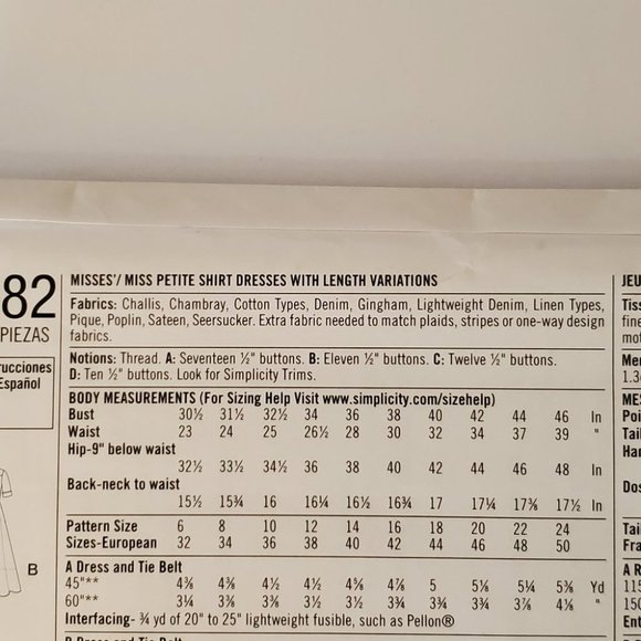 Simplicity Misses Miss Shirt Dress Sewing Pattern - Picture 4 of 10